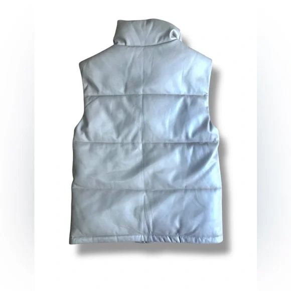Abercrombie & Fitch Faux Leather Puffer Vest Camel Neutral Size Small - Picture 7 of 10